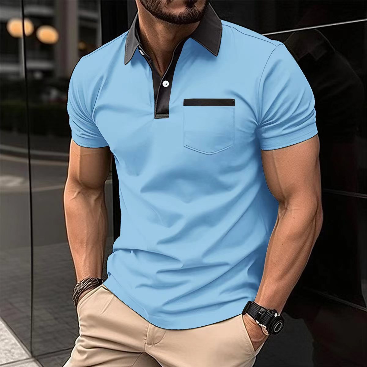 Men's Slim Fit Pocket Polo Shirt | Short Sleeve Casual Polo - Image 7
