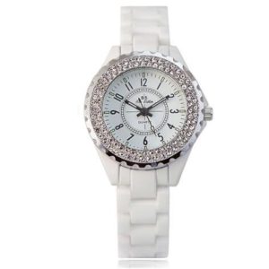 Crystal Ladies White Ceramic Ladies Watch Quartz Fashion
