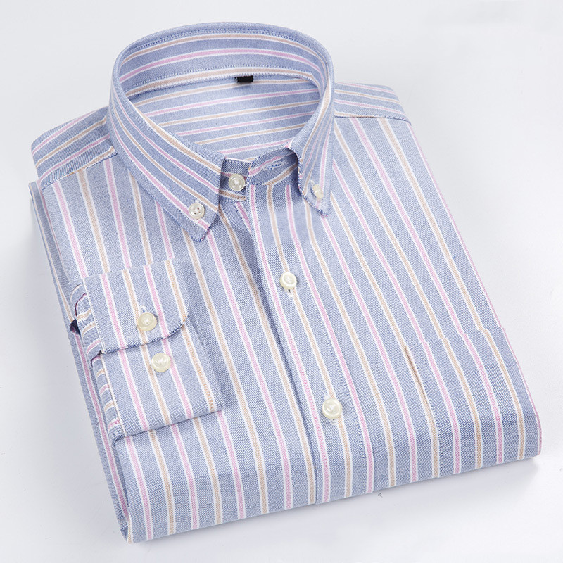 men's long sleeve Oxford button-down shirt with classic business casual styling
