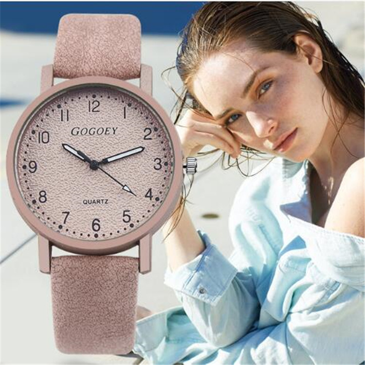 Ladies Quartz Casual Watch – Leather Strap Round Wristwatch