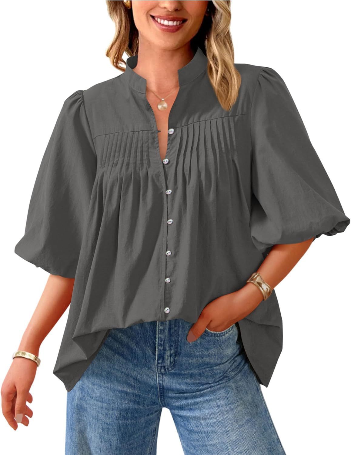Women's Pleated V-Neck Blouse - Image 7