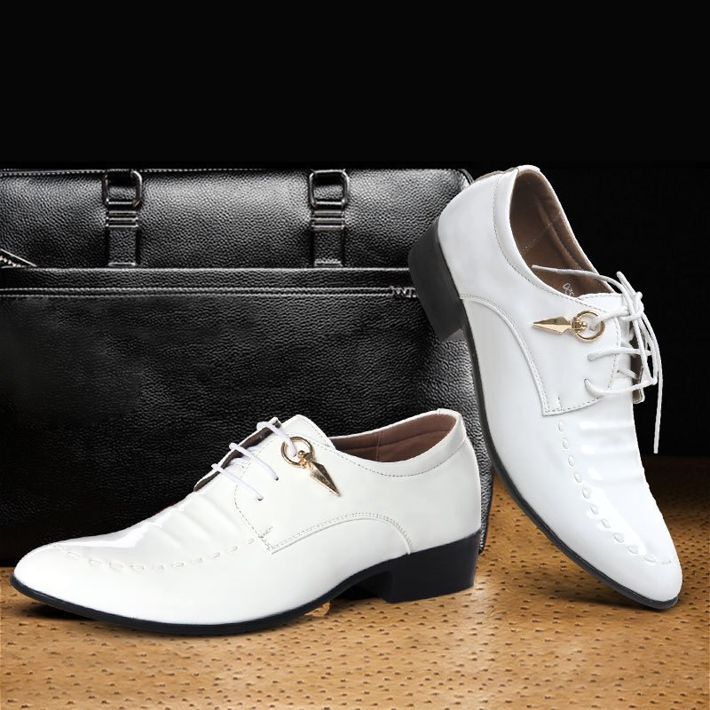 men's genuine leather Oxford dress shoes in black with classic lace-up formal design