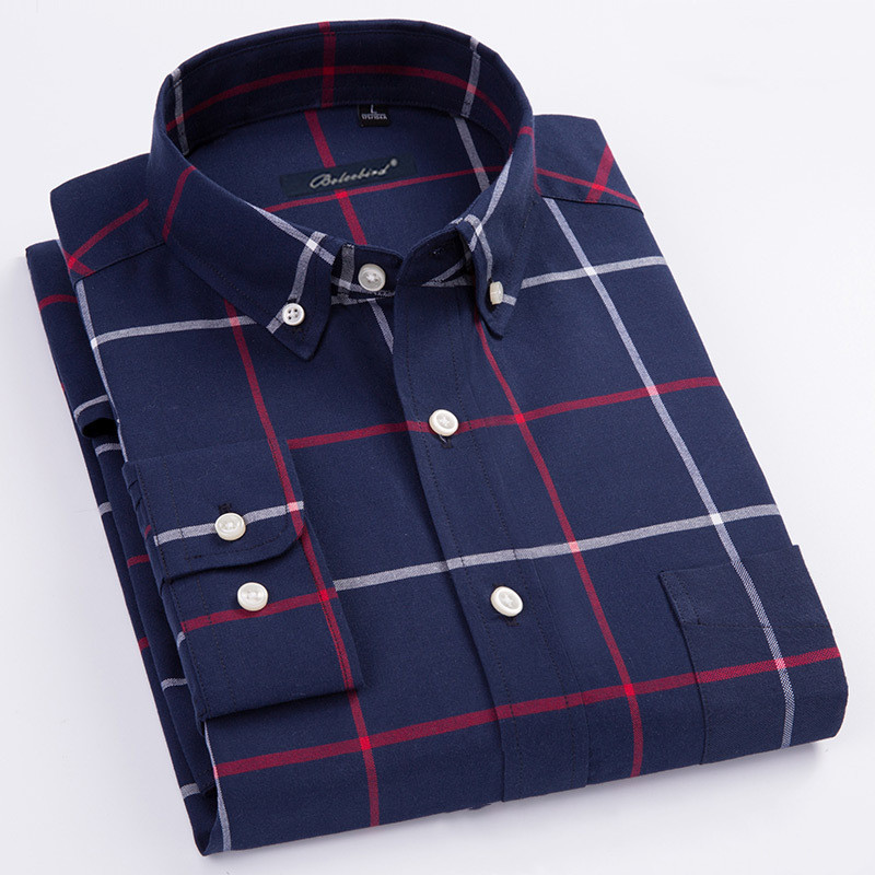 men's long sleeve Oxford button-down shirt with classic business casual styling