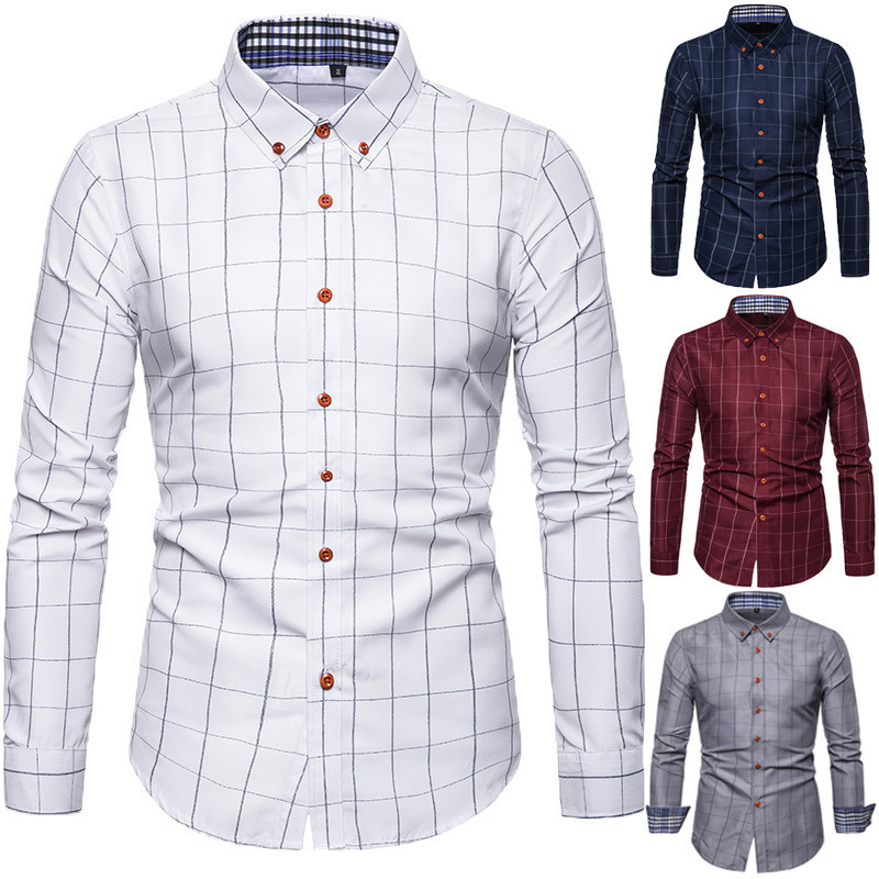 Men’s Cotton Long Sleeve Shirt | Casual Square Collar Shirt