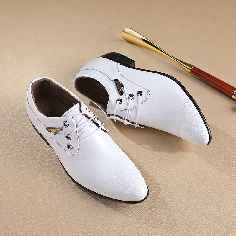 men's genuine leather Oxford dress shoes in black with classic lace-up formal design