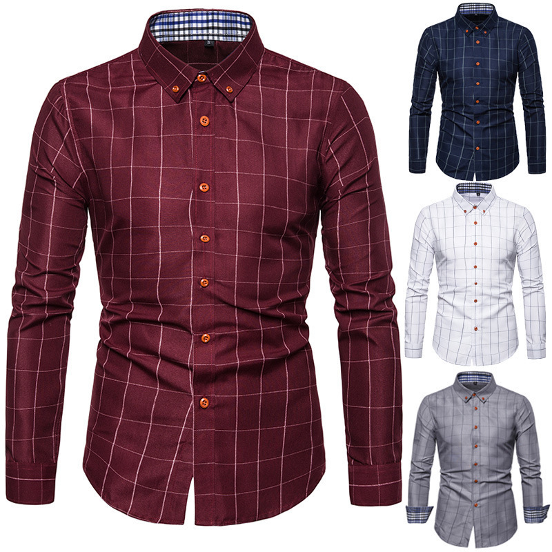 Men’s Cotton Long Sleeve Shirt | Casual Square Collar Shirt