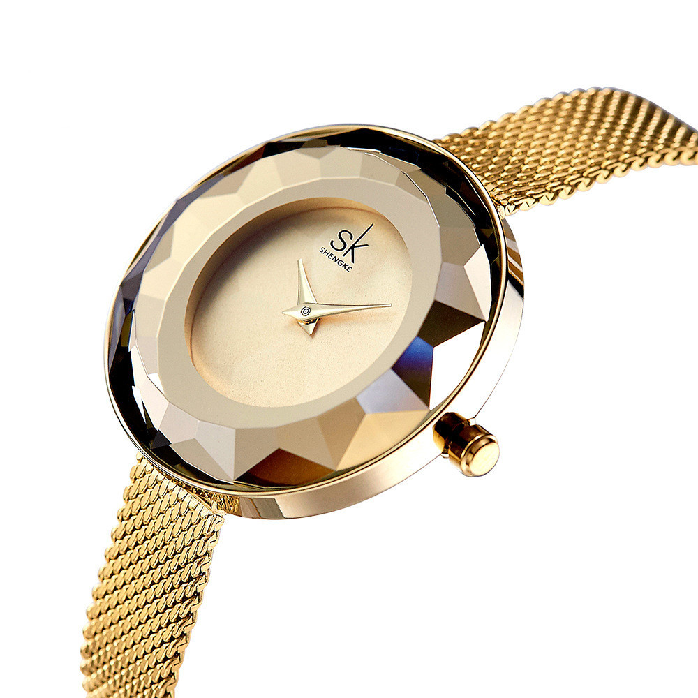 Ladies mesh strap glass watch - Image 5