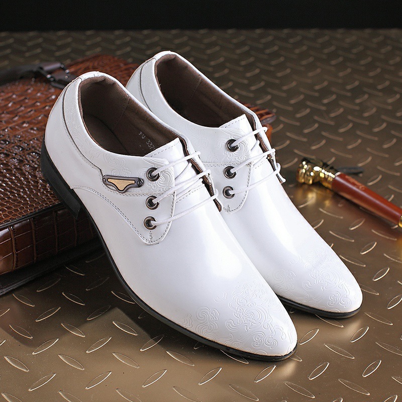men's genuine leather Oxford dress shoes in black with classic lace-up formal design