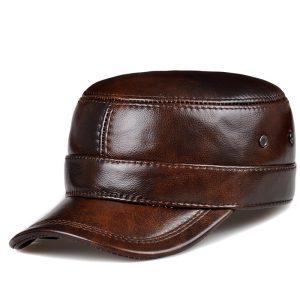 Genuine Leather Military Hat