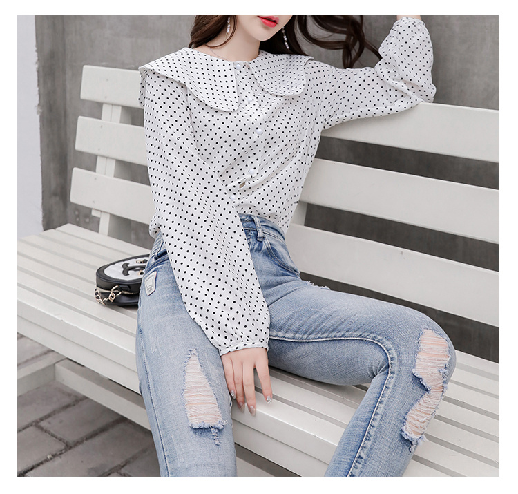 Polka Dot Chiffon Shirt | Retro Loose Fit Top