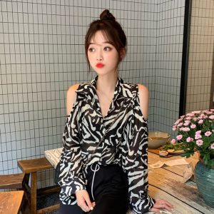 Women's Leopard Chiffon Shirt