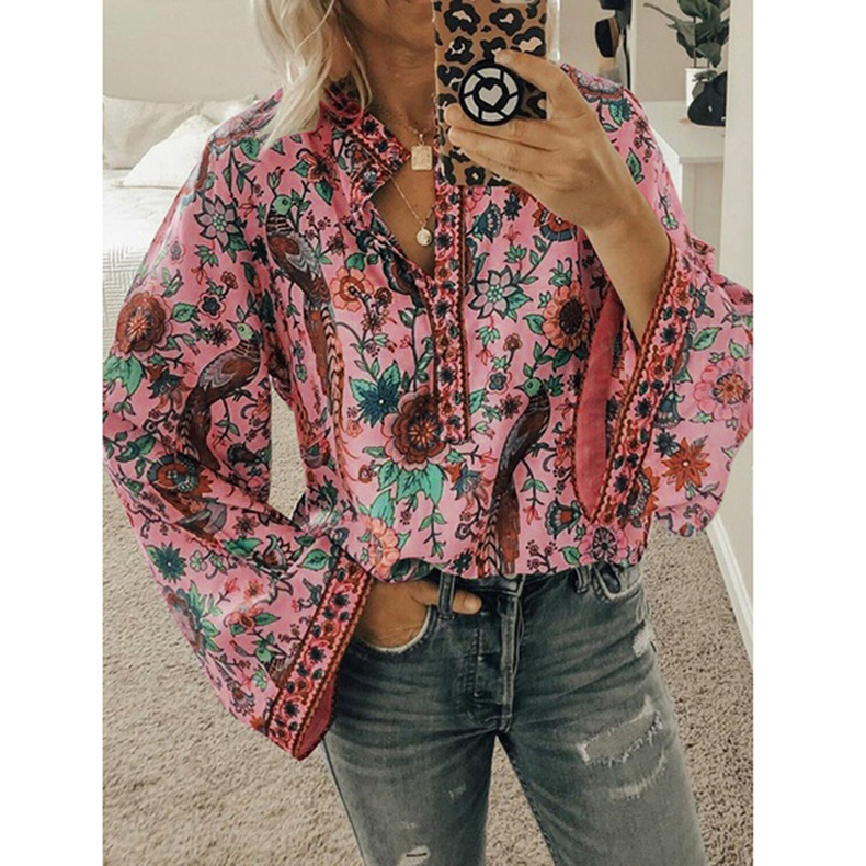 Peacock Print Chiffon Shirt - Image 4