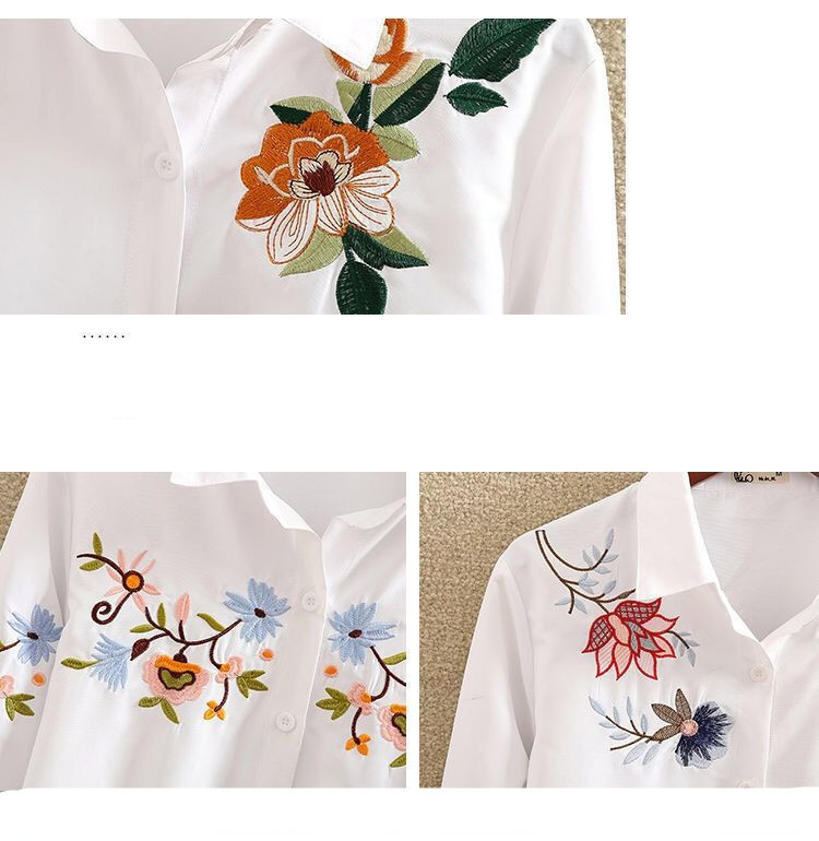 Embroidered Layered-Look Shirt | White Plus Size Blouse