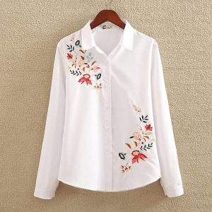 Embroidered Layered-Look Shirt | White Plus Size Blouse