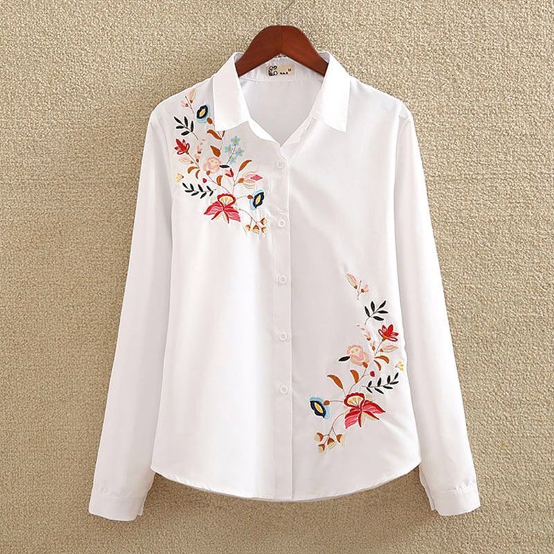 Embroidered Layered-Look Shirt | White Plus Size Blouse
