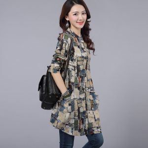 Women’s Linen Stand Collar Shirt