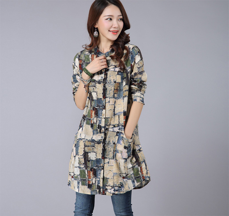 Women's Linen Stand Collar Shirt - Image 5