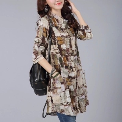 Women's Linen Stand Collar Shirt - Image 6