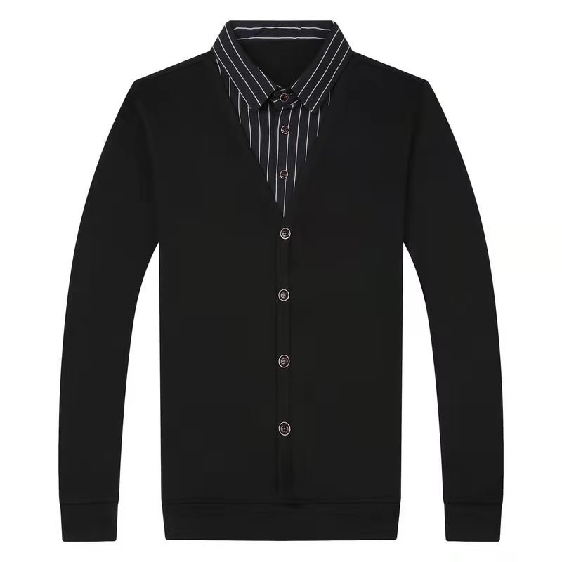 Men’s Fake Two Piece Long Sleeve Polo T-Shirt | Slim Fit Cotton Top