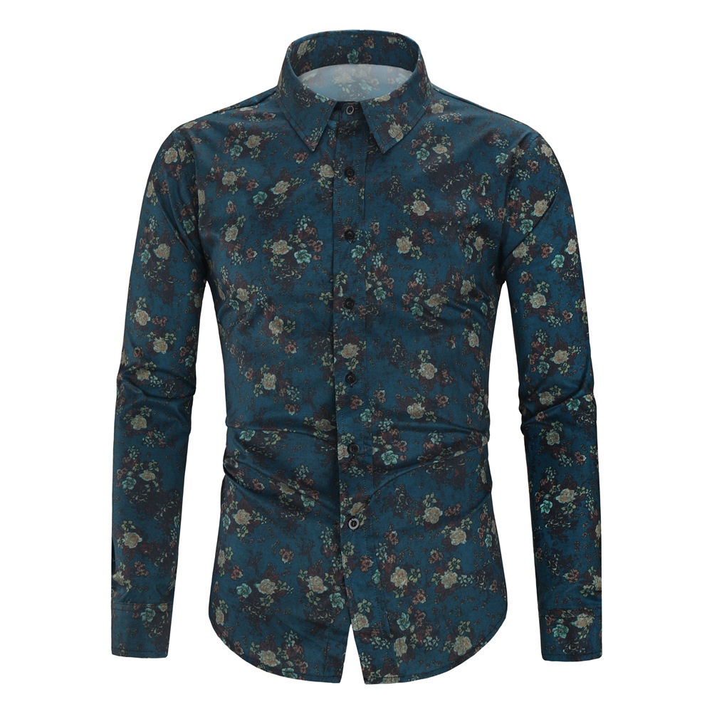 Men’s Floral Print Long Sleeve Shirt | Casual Button-Up Shirt
