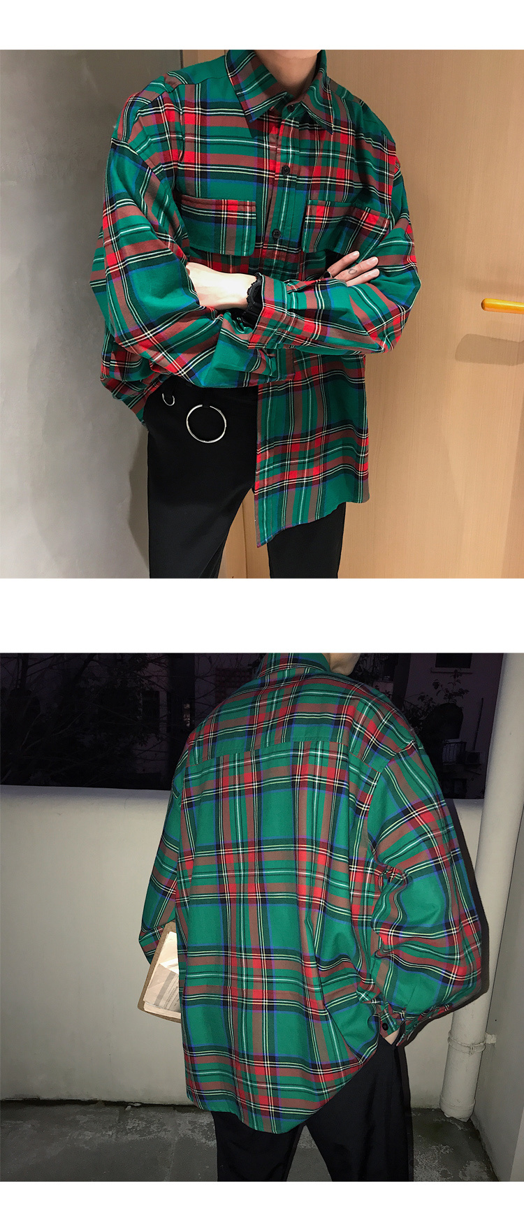 Men’s Korean Plaid Long Sleeve Shirt | Casual Spring Button-Up