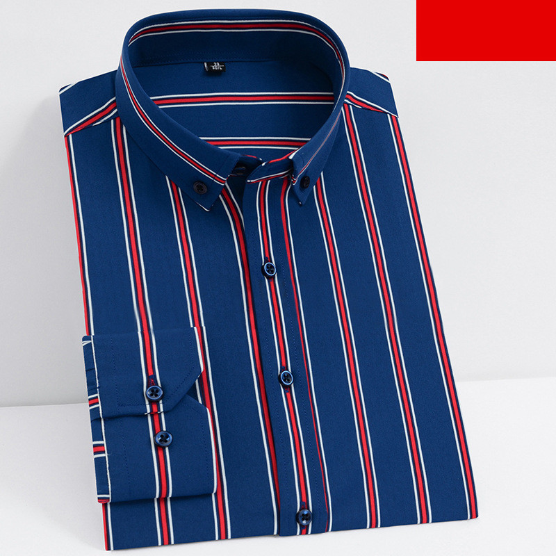 men's stretch striped long sleeve button-up dress shirt for business casual and professional wear
