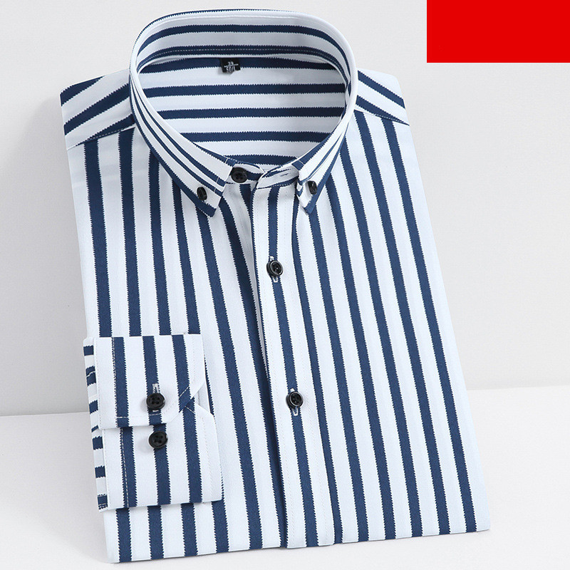 men's stretch striped long sleeve button-up dress shirt for business casual and professional wear