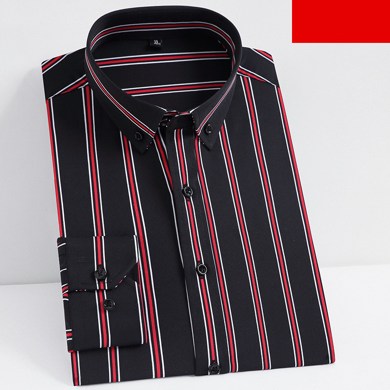 men's stretch striped long sleeve button-up dress shirt for business casual and professional wear