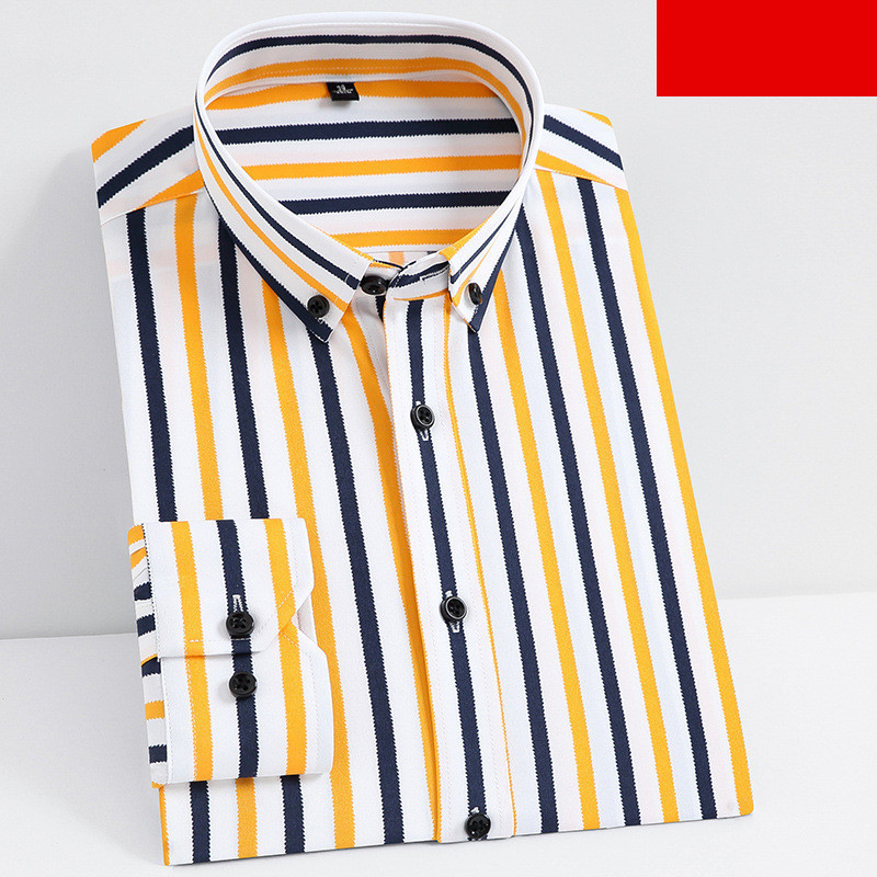 men's stretch striped long sleeve button-up dress shirt for business casual and professional wear