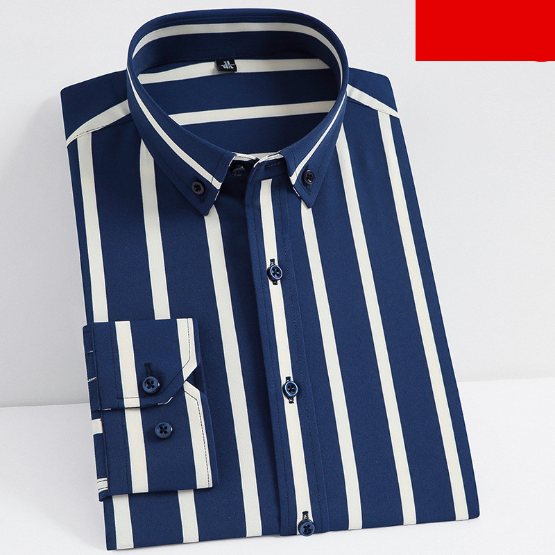 men's stretch striped long sleeve button-up dress shirt for business casual and professional wear