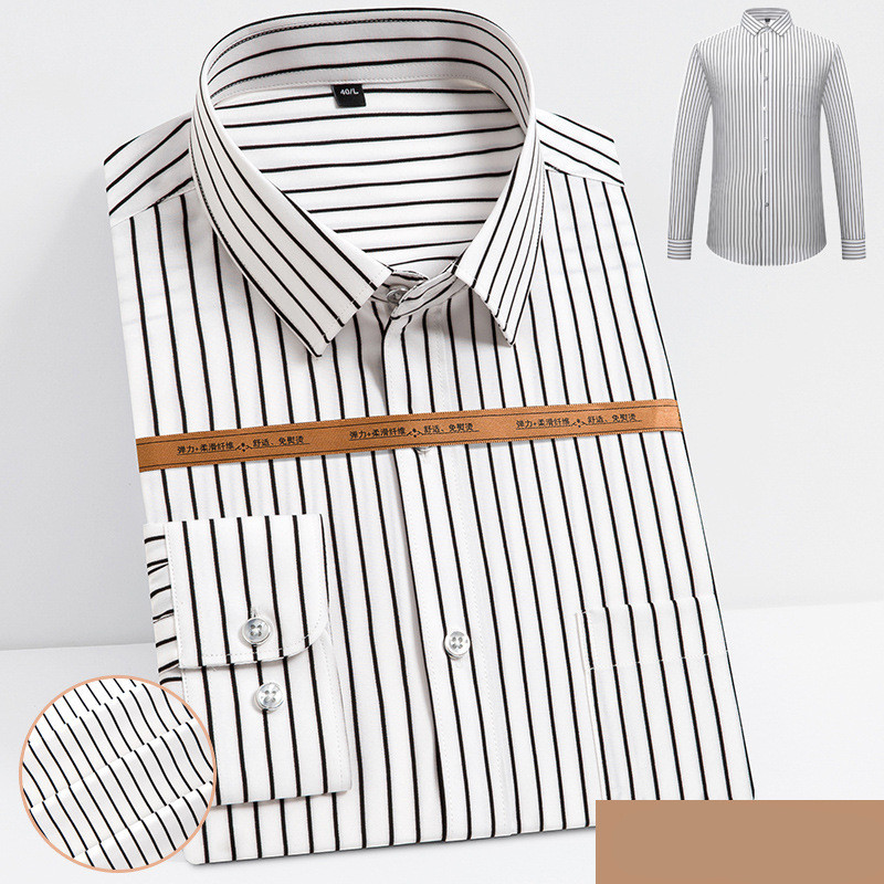 men's stretch striped long sleeve button-up dress shirt for business casual and professional wear