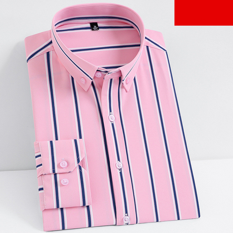 men's stretch striped long sleeve button-up dress shirt for business casual and professional wear