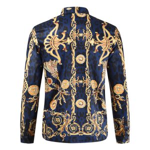 men's printed casual button-up shirt with modern all-over pattern