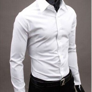 Men's Slim Fit White Dress Shirt