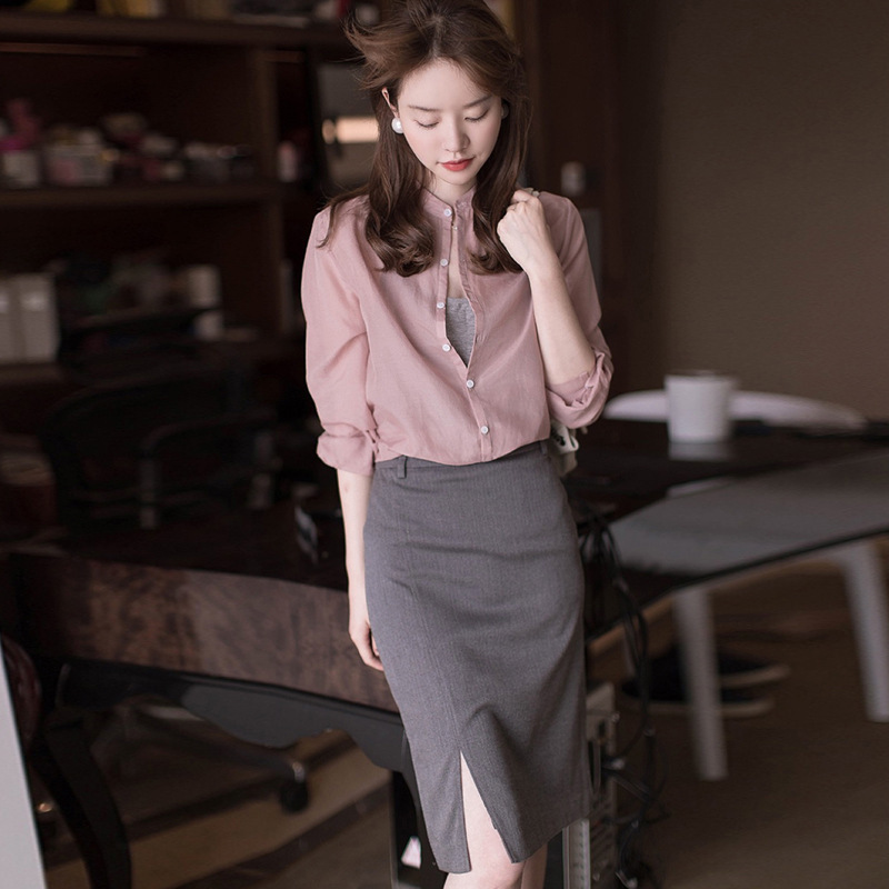 Women’s Stand Collar Cotton Blouse