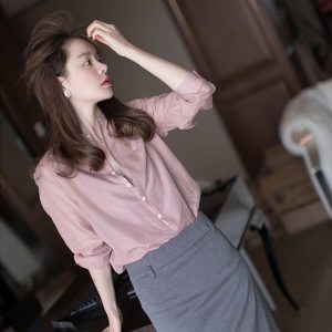 Women’s Stand Collar Cotton Blouse