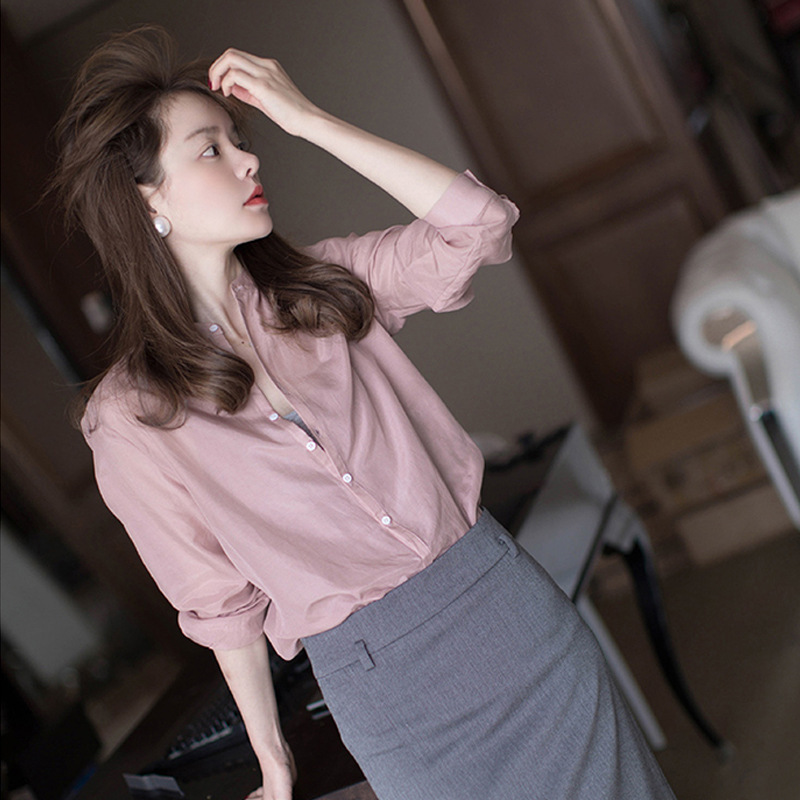 Women’s Stand Collar Cotton Blouse