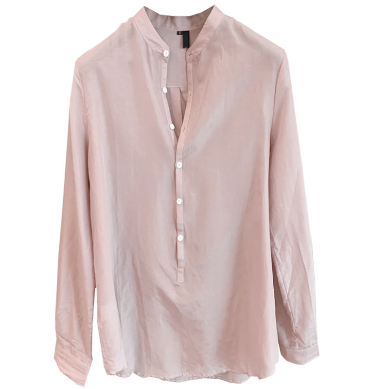 Women's Stand Collar Cotton Blouse - Image 4