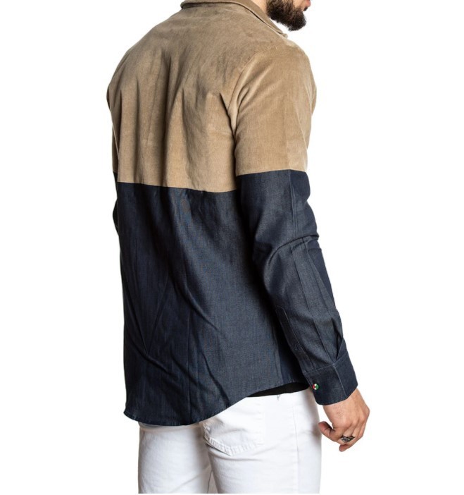 Men's Spliced Shirt Solid Color Men's Shirt