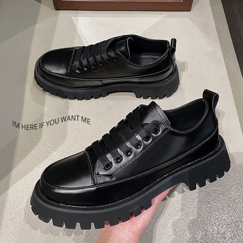 Men's Korean Platform Leather Shoes - Image 4