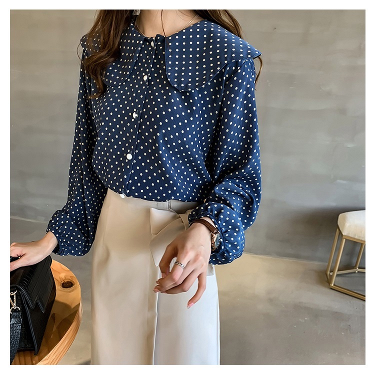 Polka Dot Chiffon Shirt | Retro Loose Fit Top