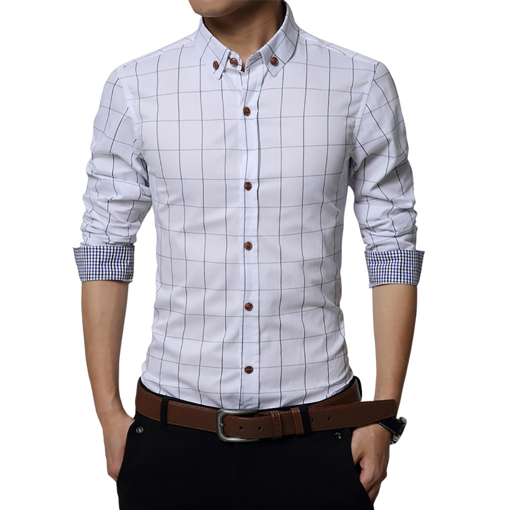 Men’s Cotton Long Sleeve Shirt | Casual Square Collar Shirt