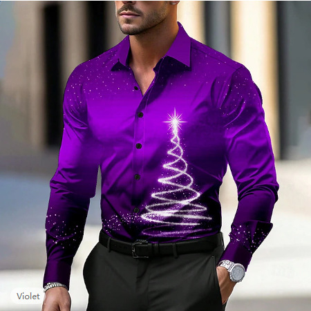 Men's Long Sleeve Hawaiian Shirt | Loose Fit Printed Shirt - Image 2