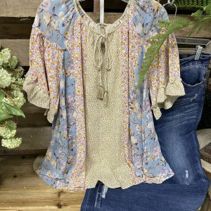 Women's Boho Floral Ruffle Chiffon Blouse | Summer Casual Top