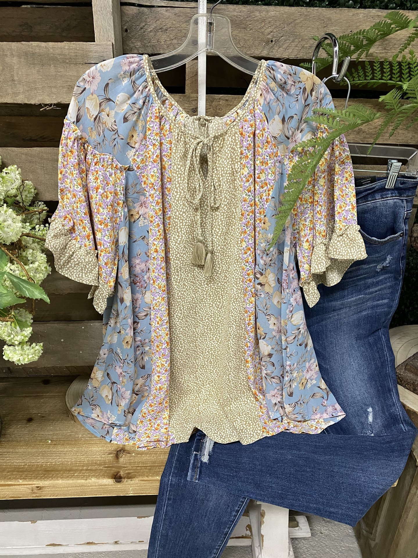 Women's Boho Floral Ruffle Chiffon Blouse | Summer Casual Top