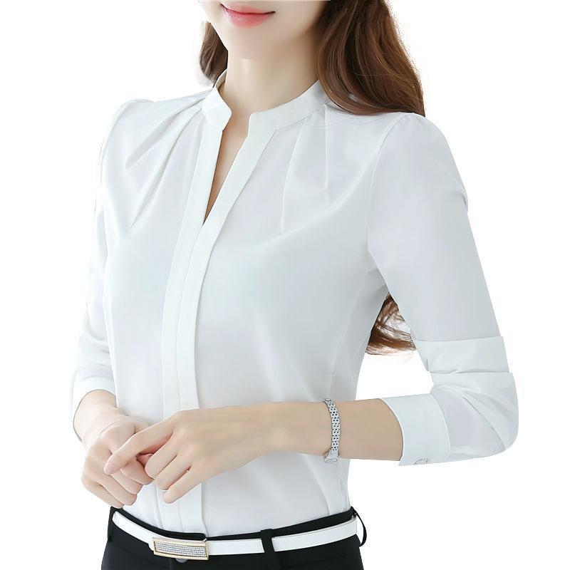 Women's Elegant V-Neck Chiffon Blouse - Image 2