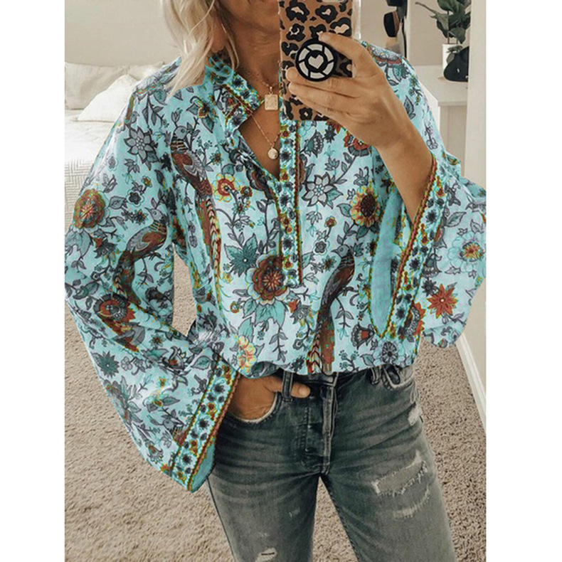 Peacock Print Chiffon Shirt - Image 5