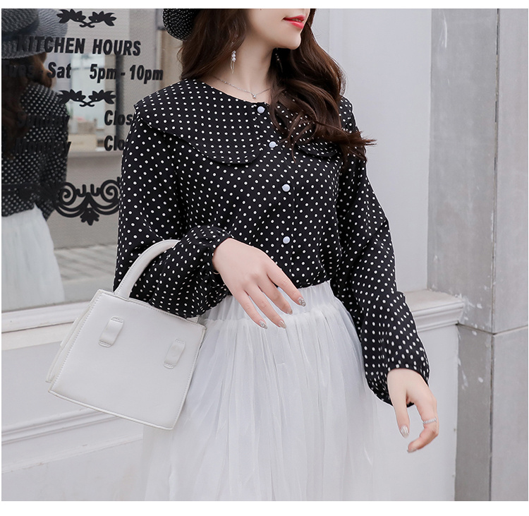 Polka Dot Chiffon Shirt | Retro Loose Fit Top