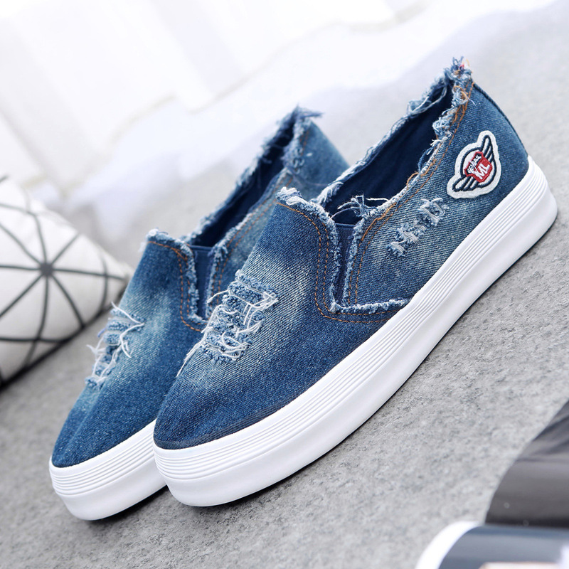 Summer canvas shoes female chunky loafer cowboy student pedal lazy shoes casual ladies shoes - Image 4