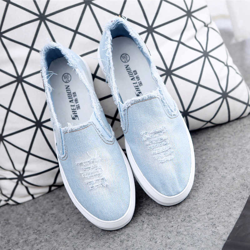Summer canvas shoes female chunky loafer cowboy student pedal lazy shoes casual ladies shoes - Image 5